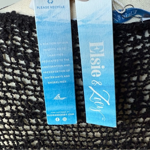 Elsie and Zoey Black Open Knit Sweater coastal boho Cottagecore OS - Picture 9 of 12